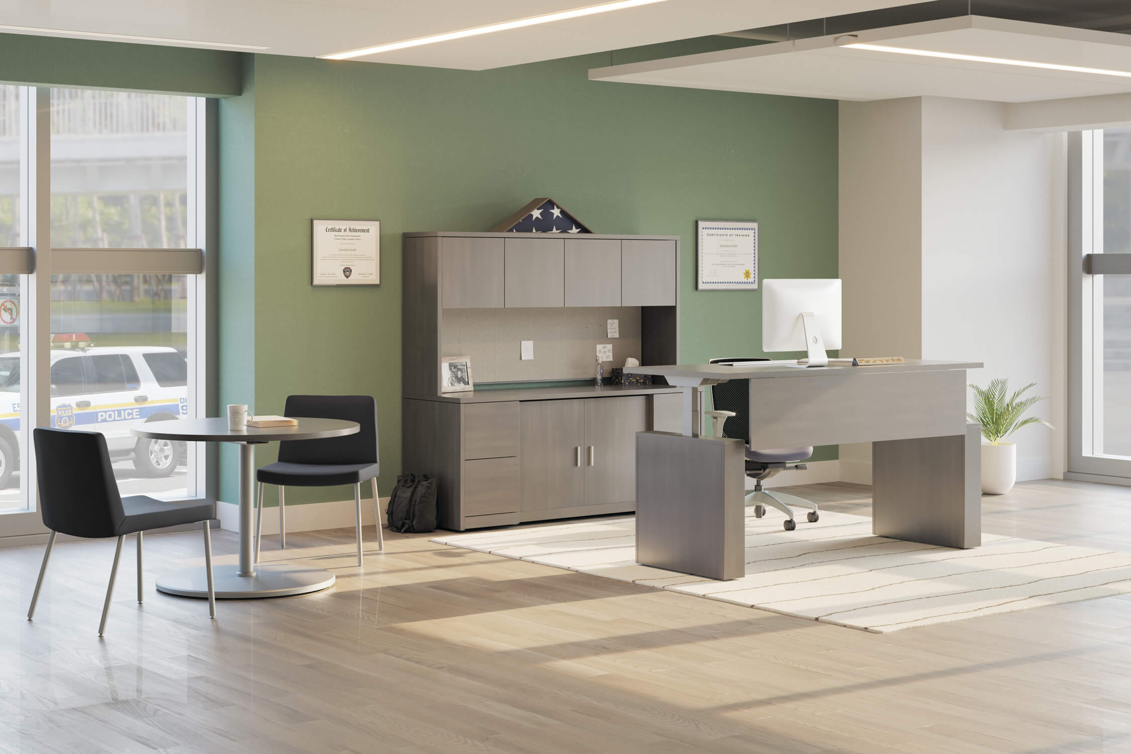 Professional office with modern executive desk